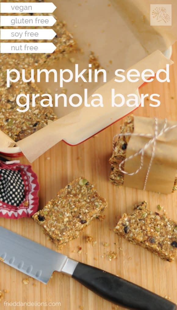 fried dandelions // pumpkin seed granola bars