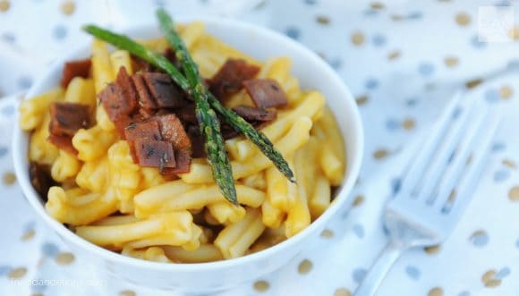 butternut squash carbonara with vegan bacon